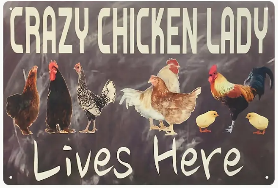 Metal sign - Crazy Chicken Lady