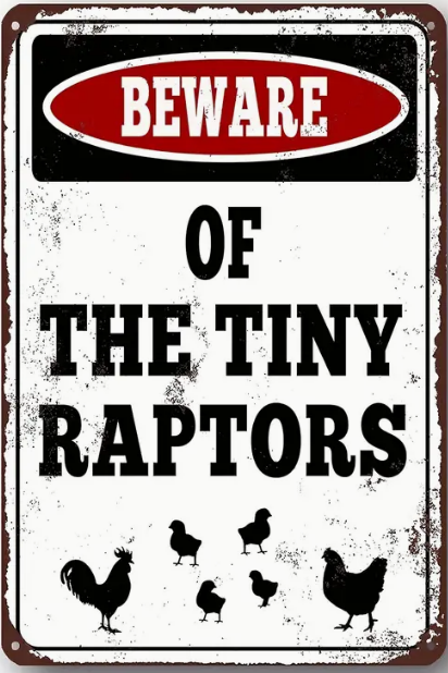 Metal sign - Beware of the tiny raptors